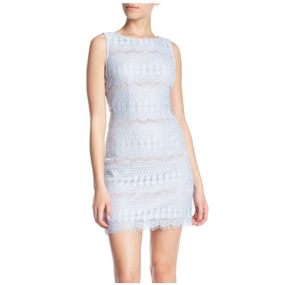 Eliza J Light Blue Sleeveless Lace Sheath Dress 10P Petite NWT Pastel